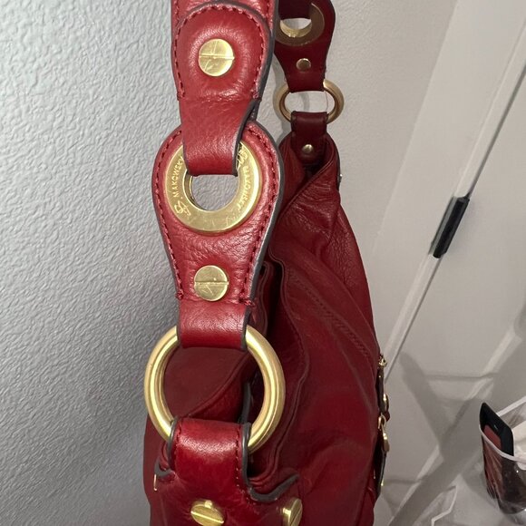 B. Makowsky Red Leather Hobo Bag - Picture 4 of 15
